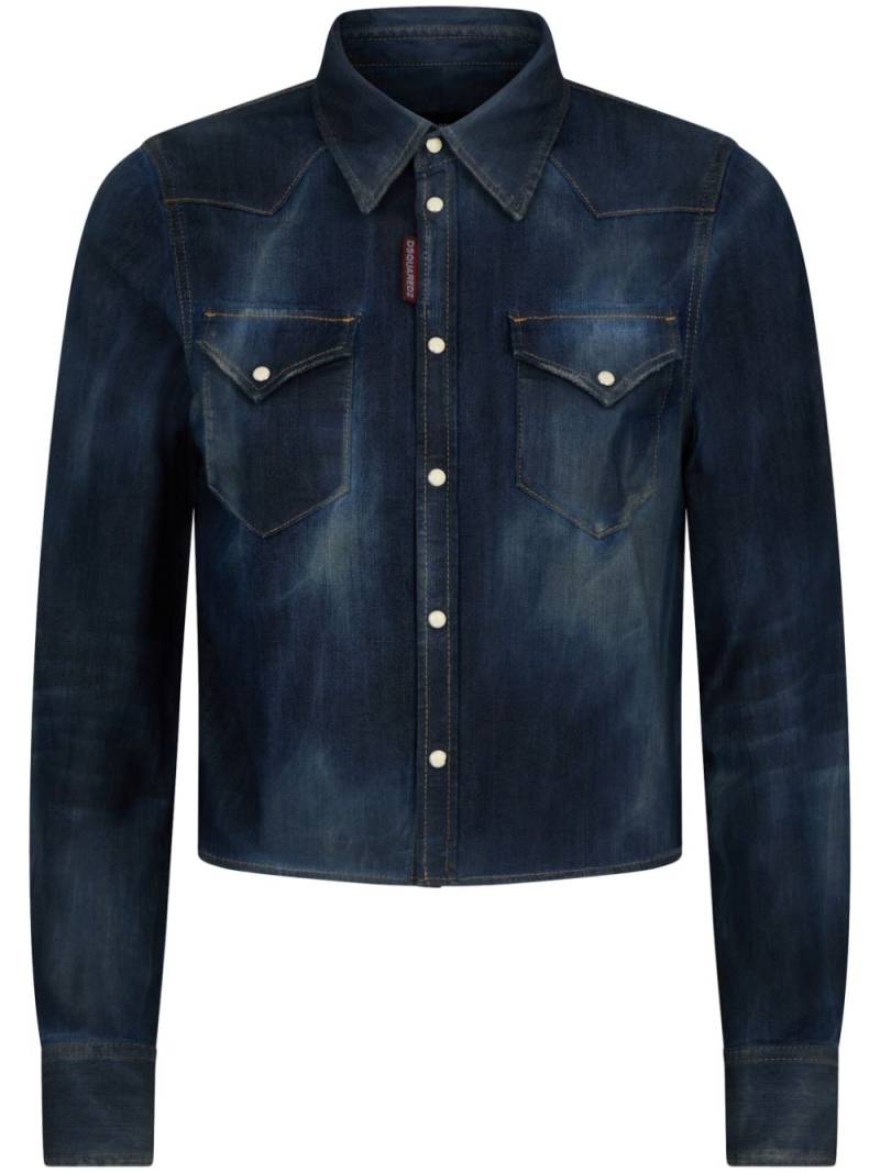 Dsquared2 logo-tag cropped denim shirt - Blue von Dsquared2