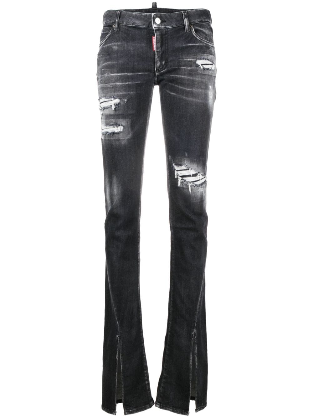 Dsquared2 logo-tag distressed flared jeans - Black von Dsquared2