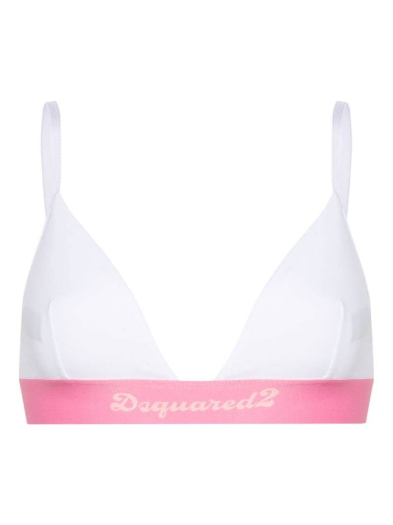 Dsquared2 logo-underband stretch-cotton bra - White von Dsquared2