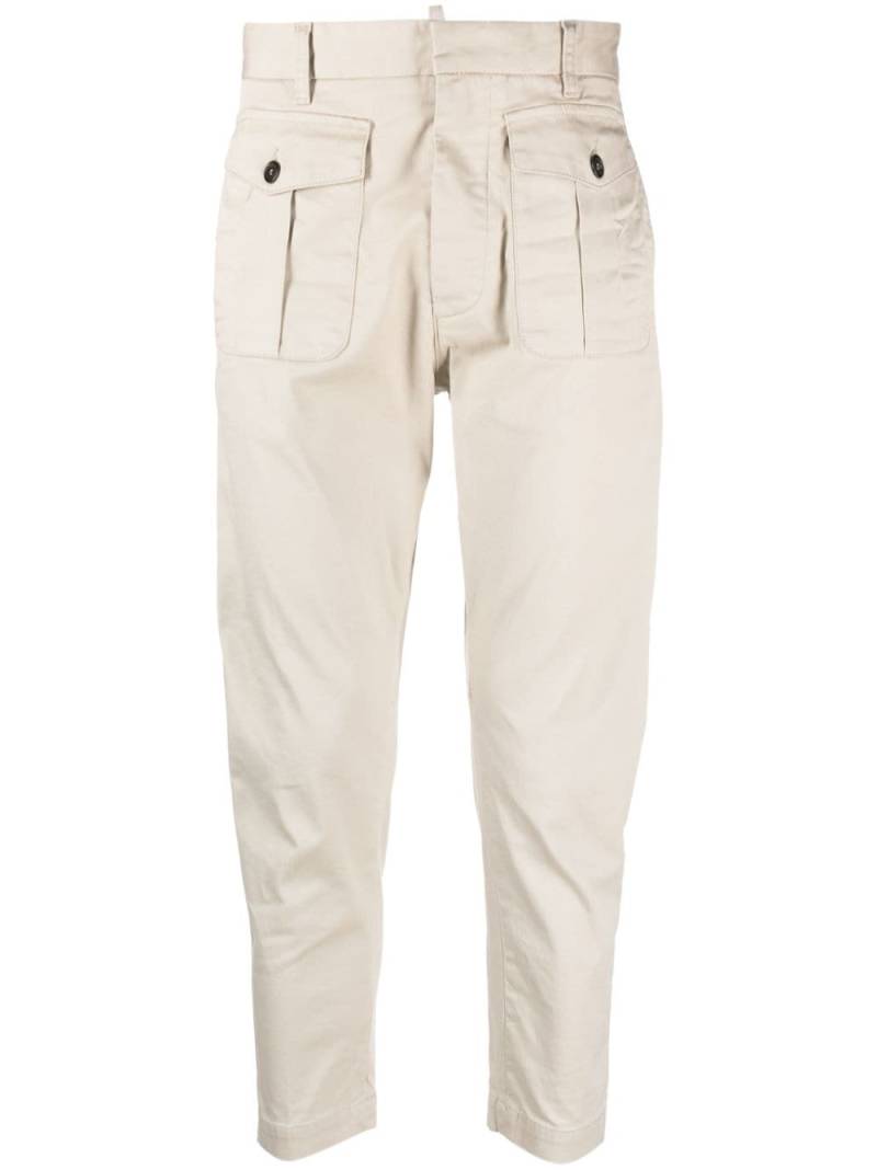 Dsquared2 mid-rise cotton tapered trousers - Neutrals von Dsquared2