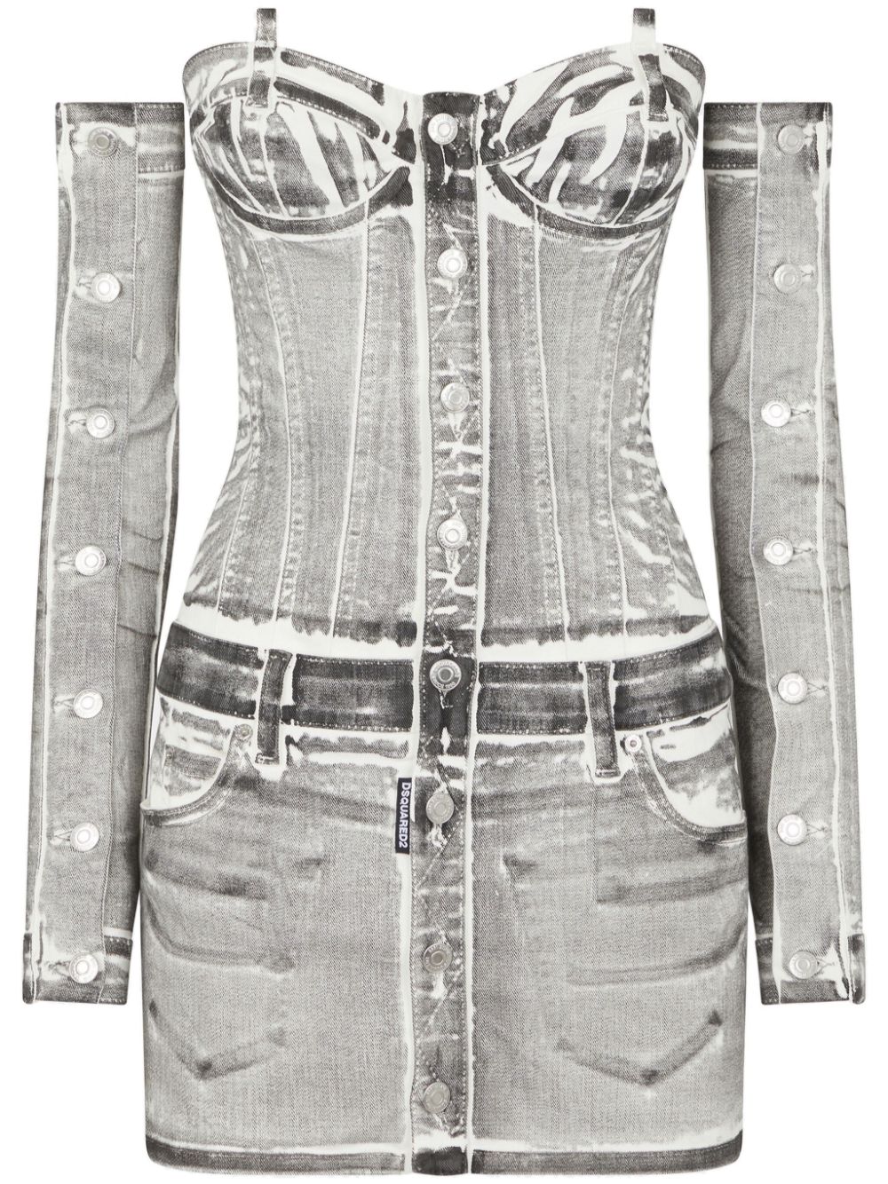 Dsquared2 off-shoulder denim minidress - Grey von Dsquared2