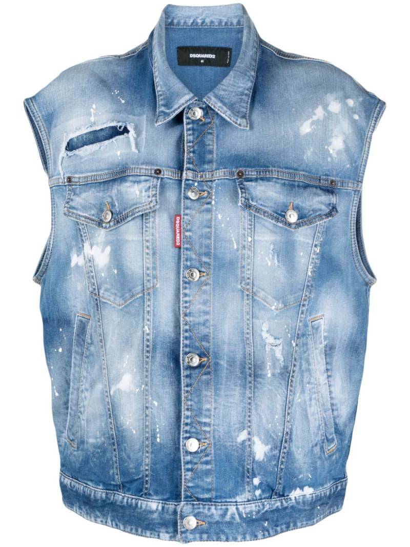 Dsquared2 paint splatter denim vest - Blue von Dsquared2