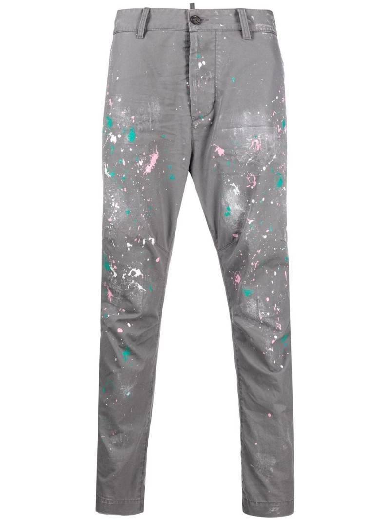 Dsquared2 paint splatter-print trousers - Grey von Dsquared2