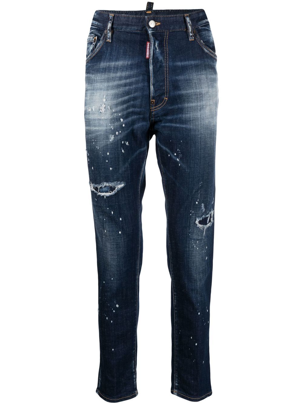 Dsquared2 paint-splatter ripped skinny jeans - Blue von Dsquared2