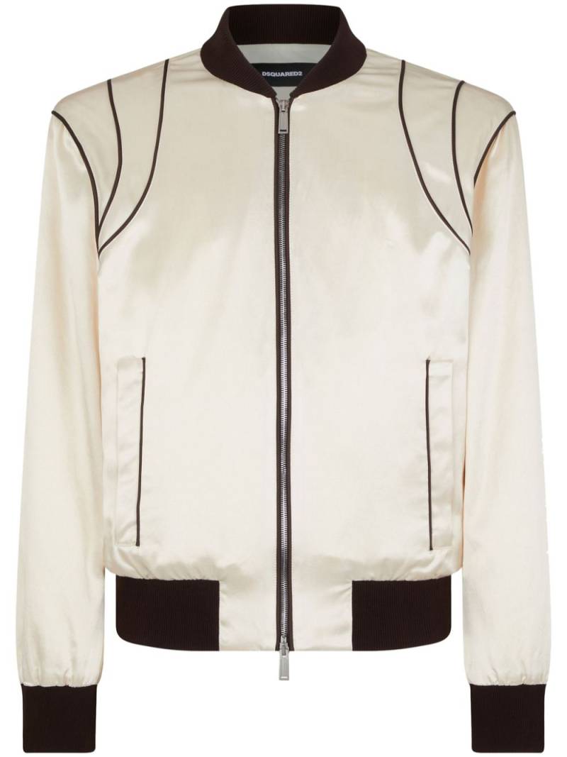 Dsquared2 piped-trim satin bomber jacket - Neutrals von Dsquared2