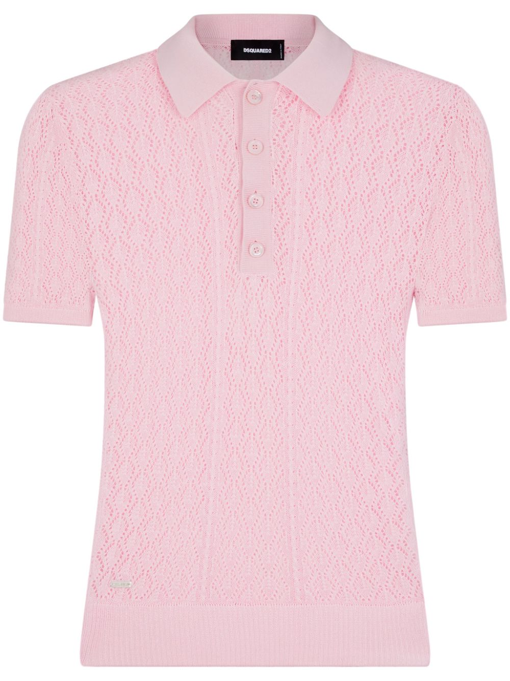 Dsquared2 pointelle-knit cotton polo top - Pink von Dsquared2