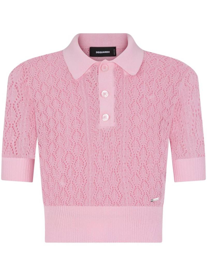 Dsquared2 pointelle-knit cropped polo top - Pink von Dsquared2