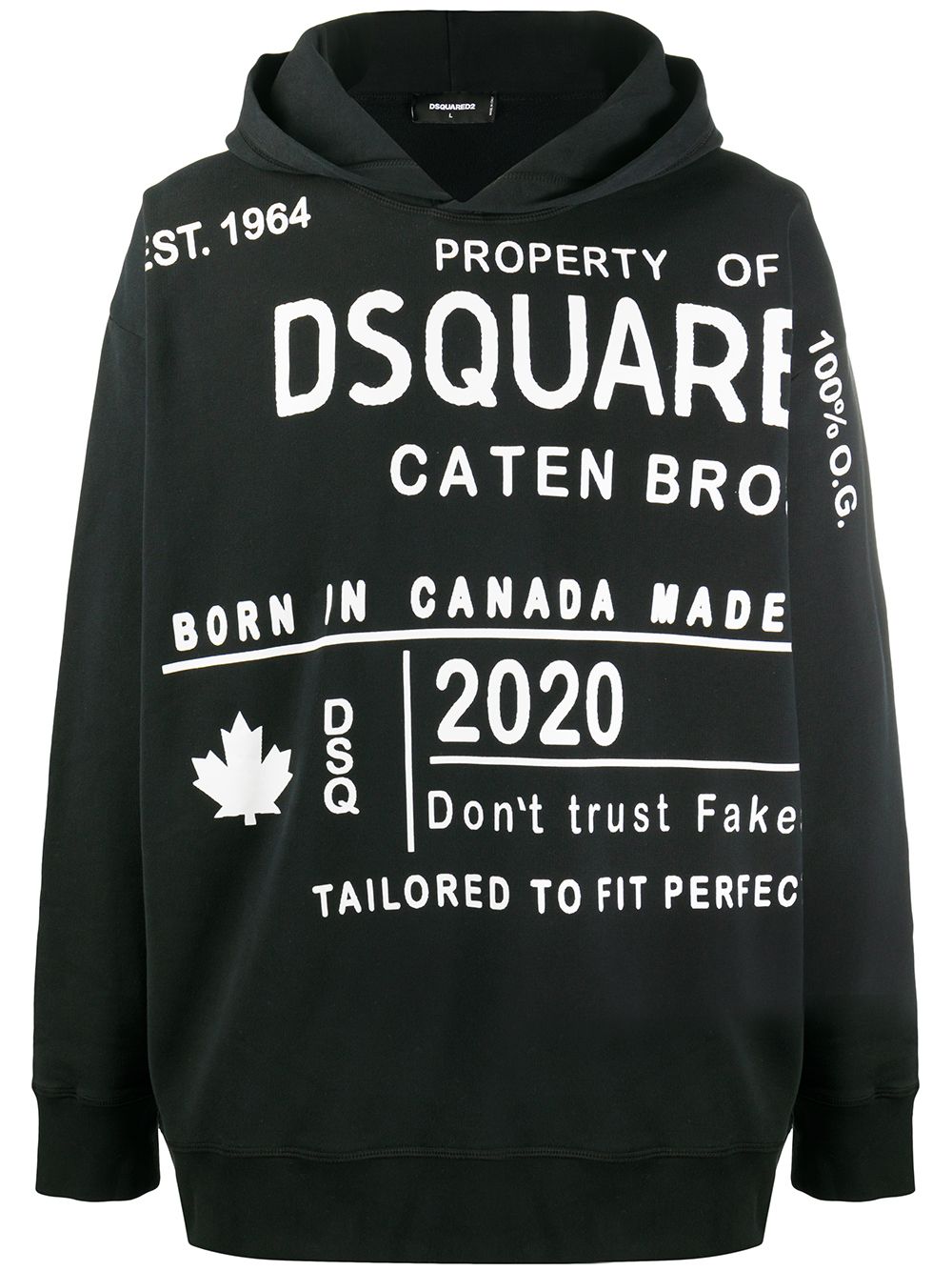 Dsquared2 printed hooded sweatshirt - Black von Dsquared2