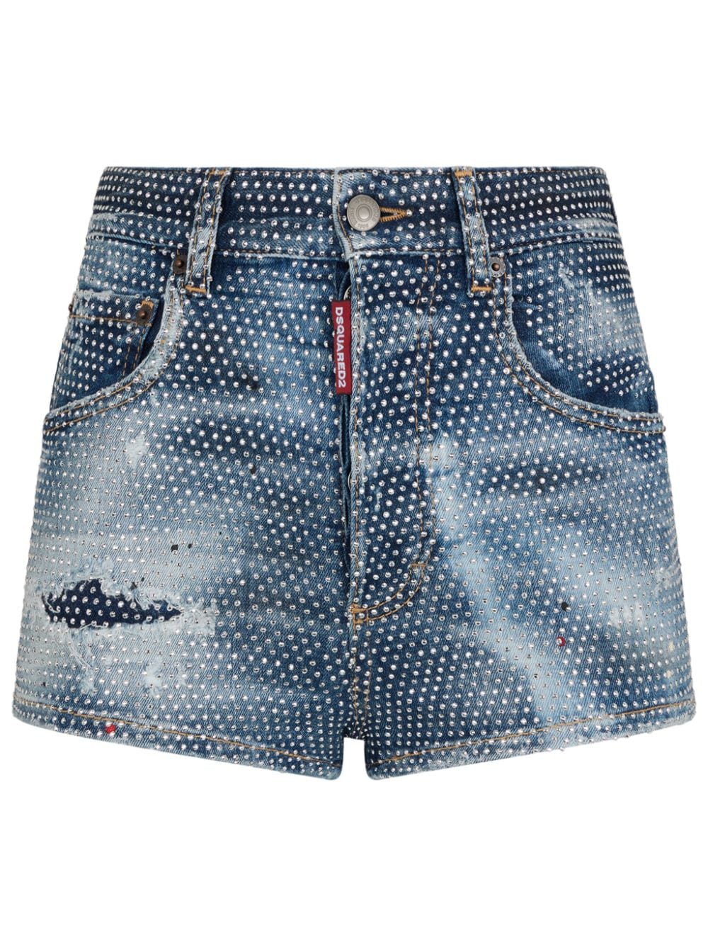 Dsquared2 rhinestone-embellished denim mini shorts - Blue von Dsquared2