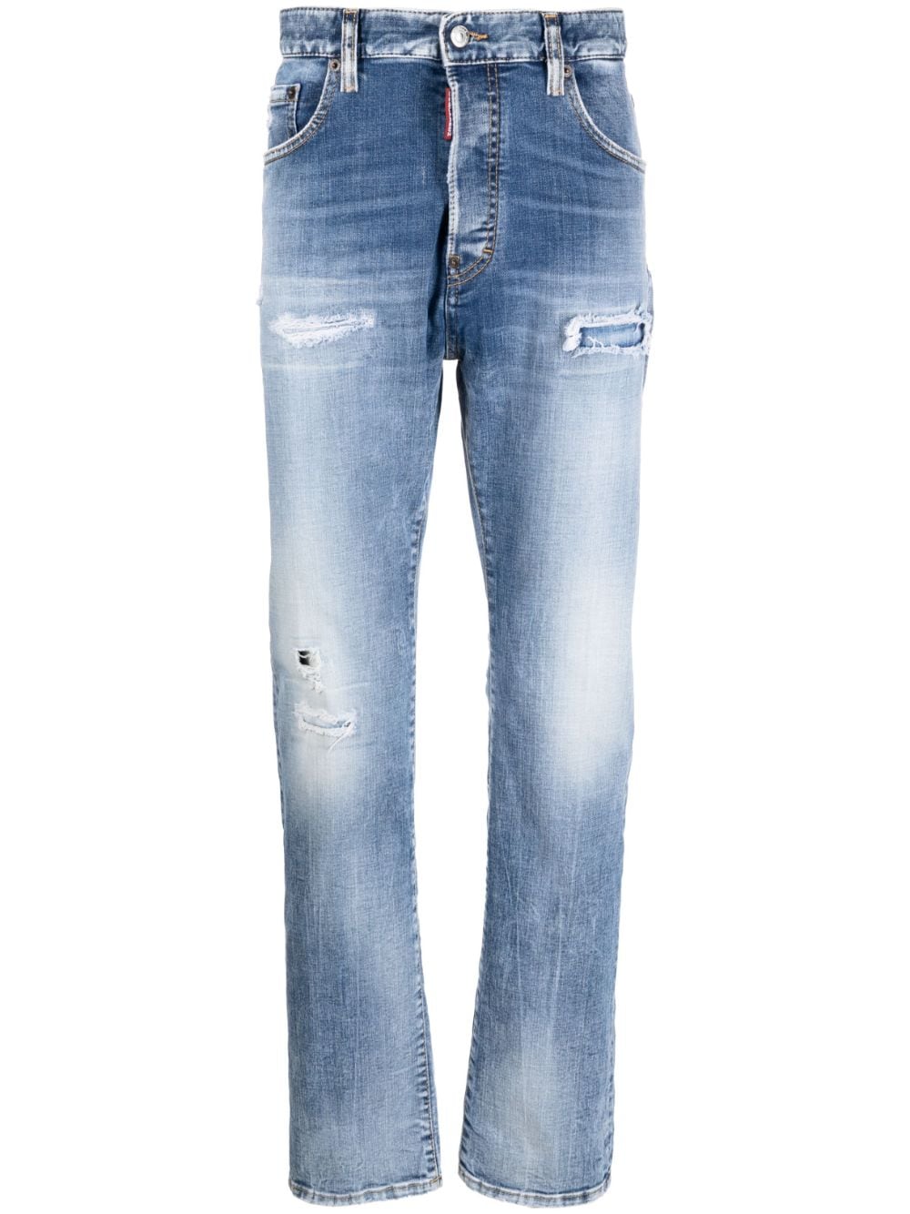 Dsquared2 ripped-detail straight-leg jeans - Blue von Dsquared2