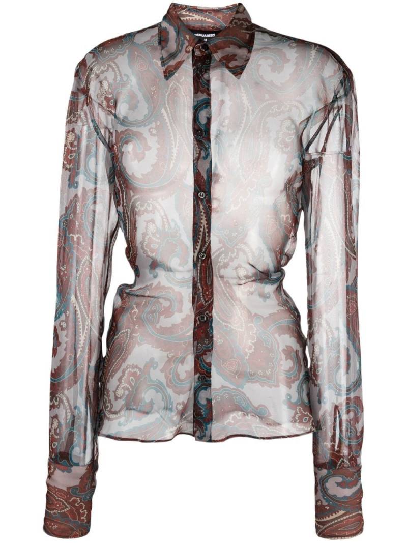 Dsquared2 sheer paisley-print shirt - Brown von Dsquared2