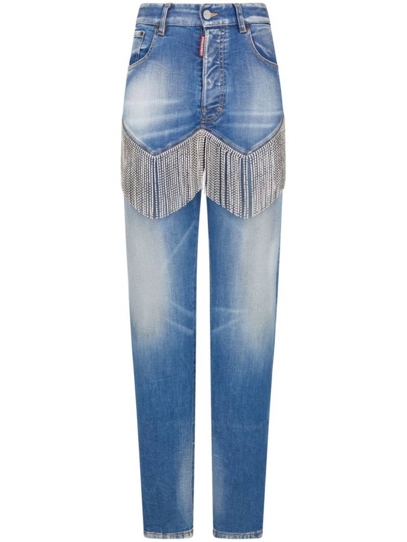 Dsquared2 slim-cut rhinestone-fringe jeans - Blue von Dsquared2