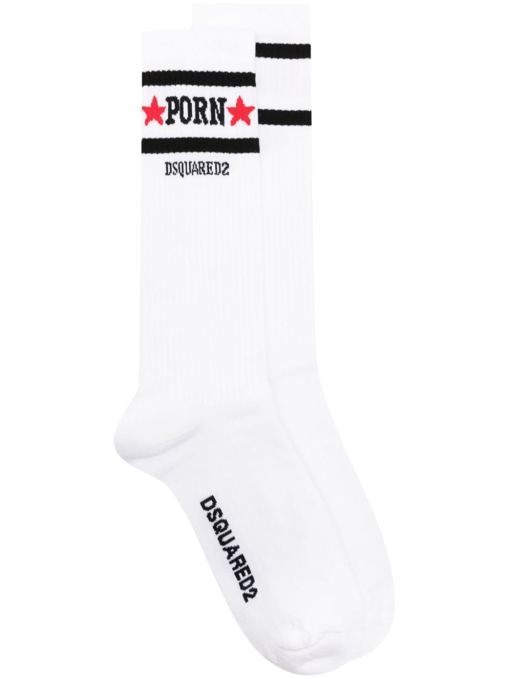 Dsquared2 slogan-jacquard calf-length crew socks - White von Dsquared2