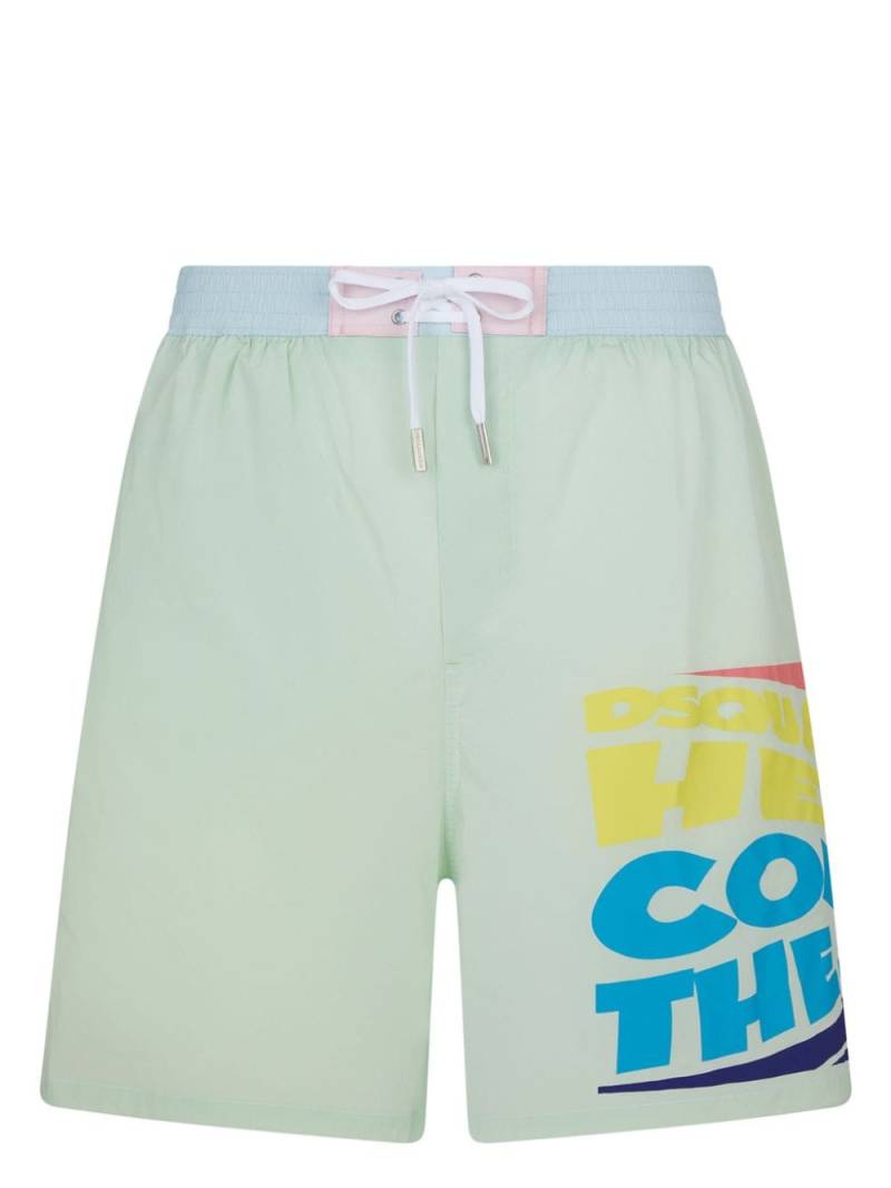 Dsquared2 slogan-print swim shorts - Green von Dsquared2
