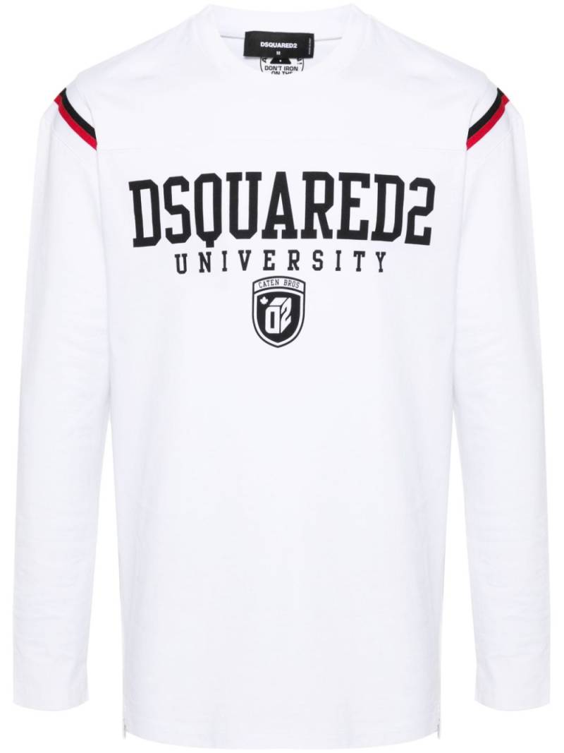 Dsquared2 stripe-detail long-sleeve T-shirt - White von Dsquared2