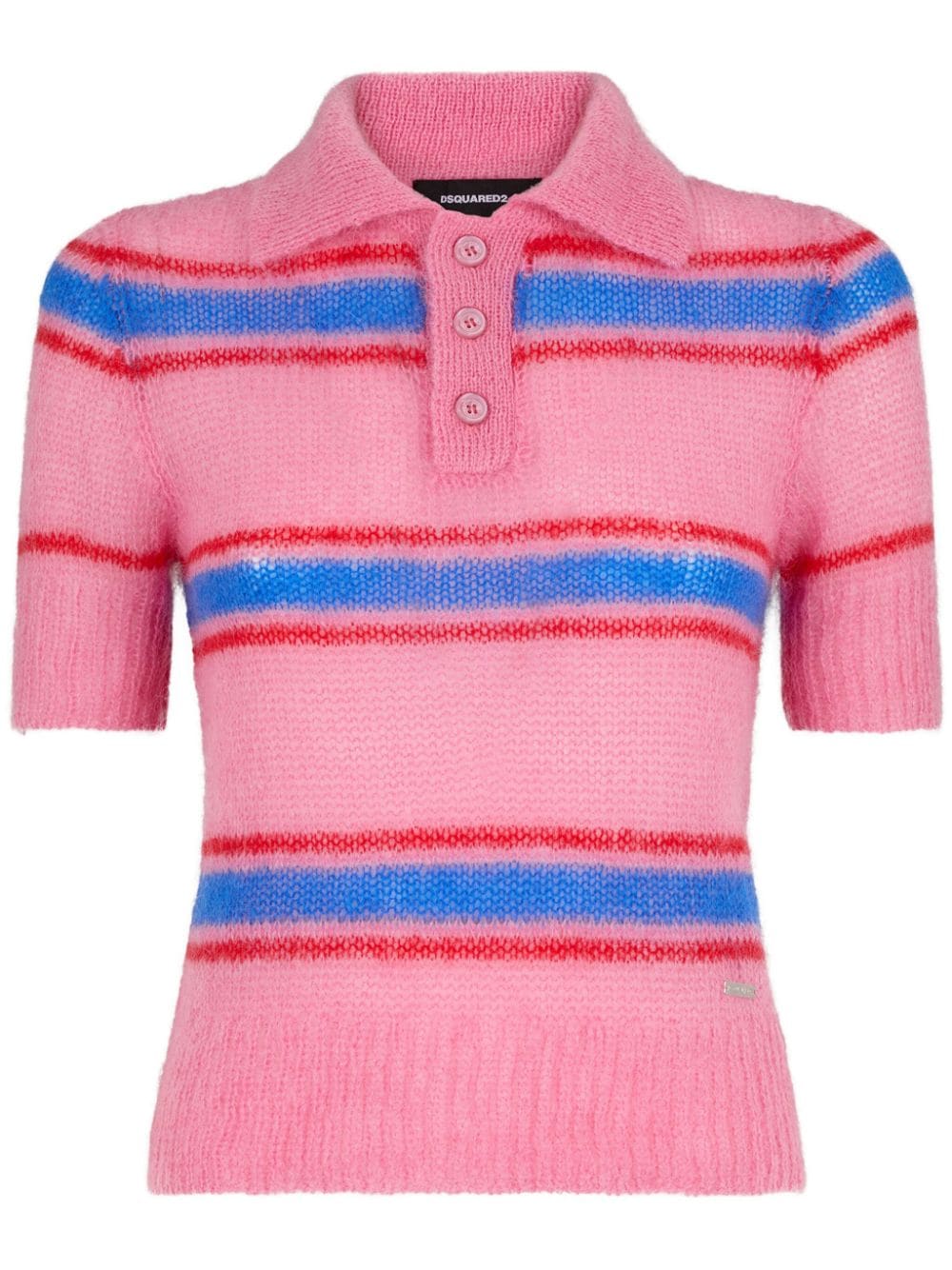 Dsquared2 striped brushed-knit polo top - Pink von Dsquared2