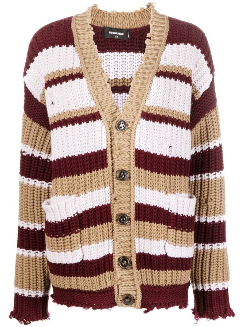 Dsquared2 striped buttoned cardigan - Brown von Dsquared2