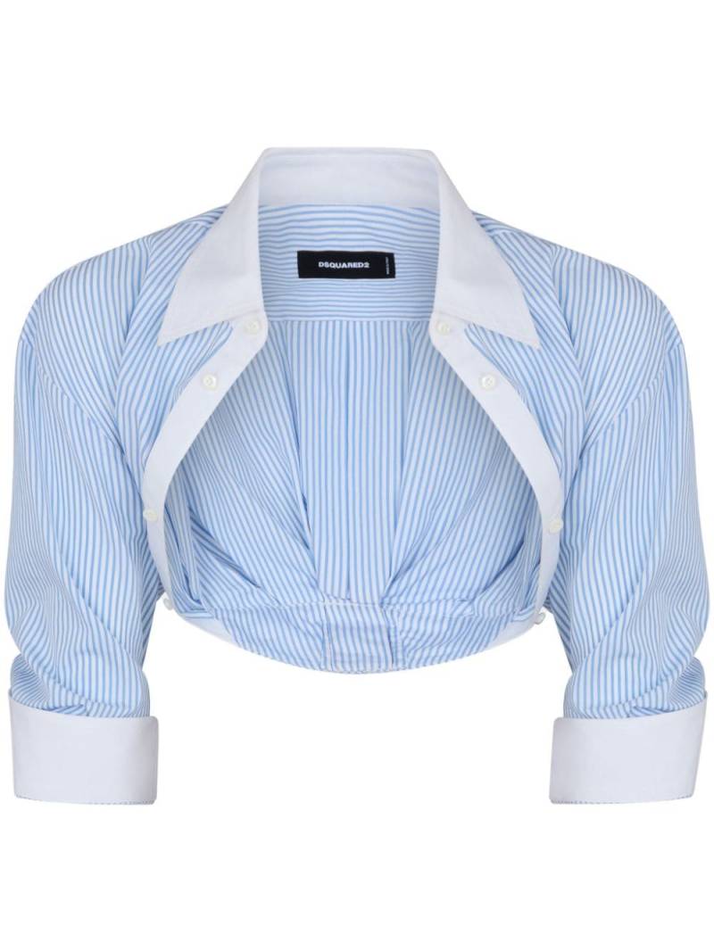 Dsquared2 striped cotton cropped blouse - Blue von Dsquared2