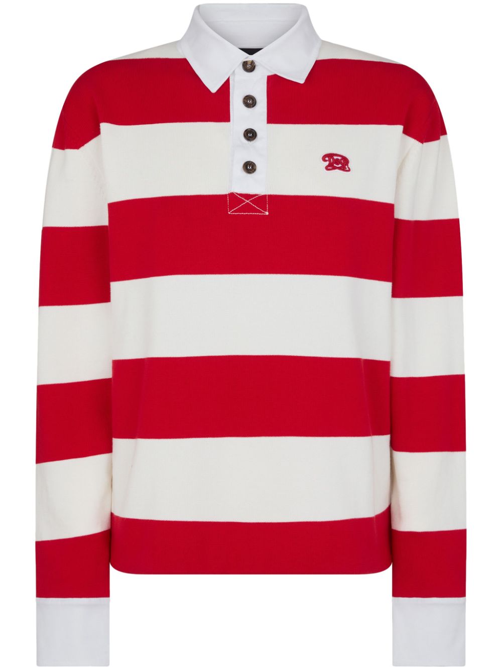Dsquared2 striped cotton rugby polo shirt - White von Dsquared2