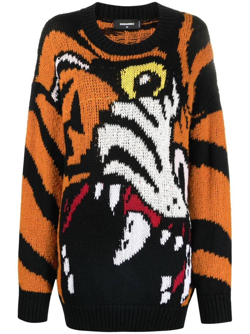 Dsquared2 tiger-intarsia jumper - Orange von Dsquared2