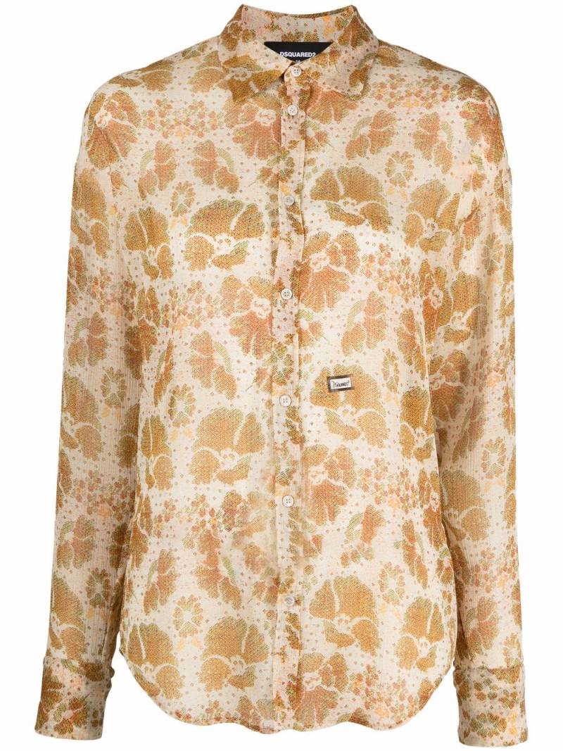 Dsquared2 woven floral jacquard shirt - Yellow von Dsquared2