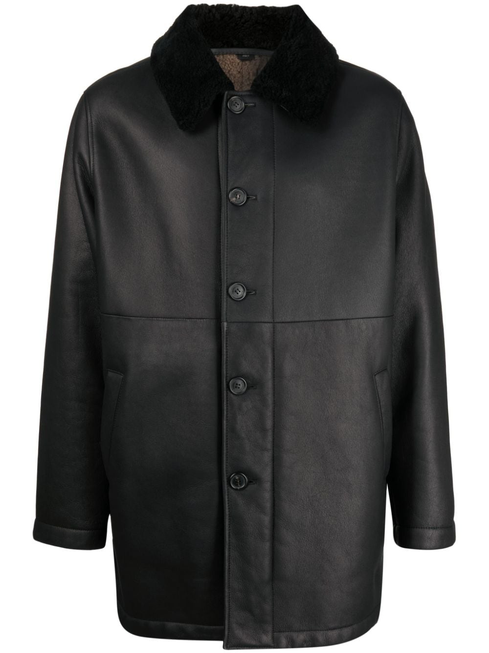 Dunhill single-breasted leather coat - Black von Dunhill