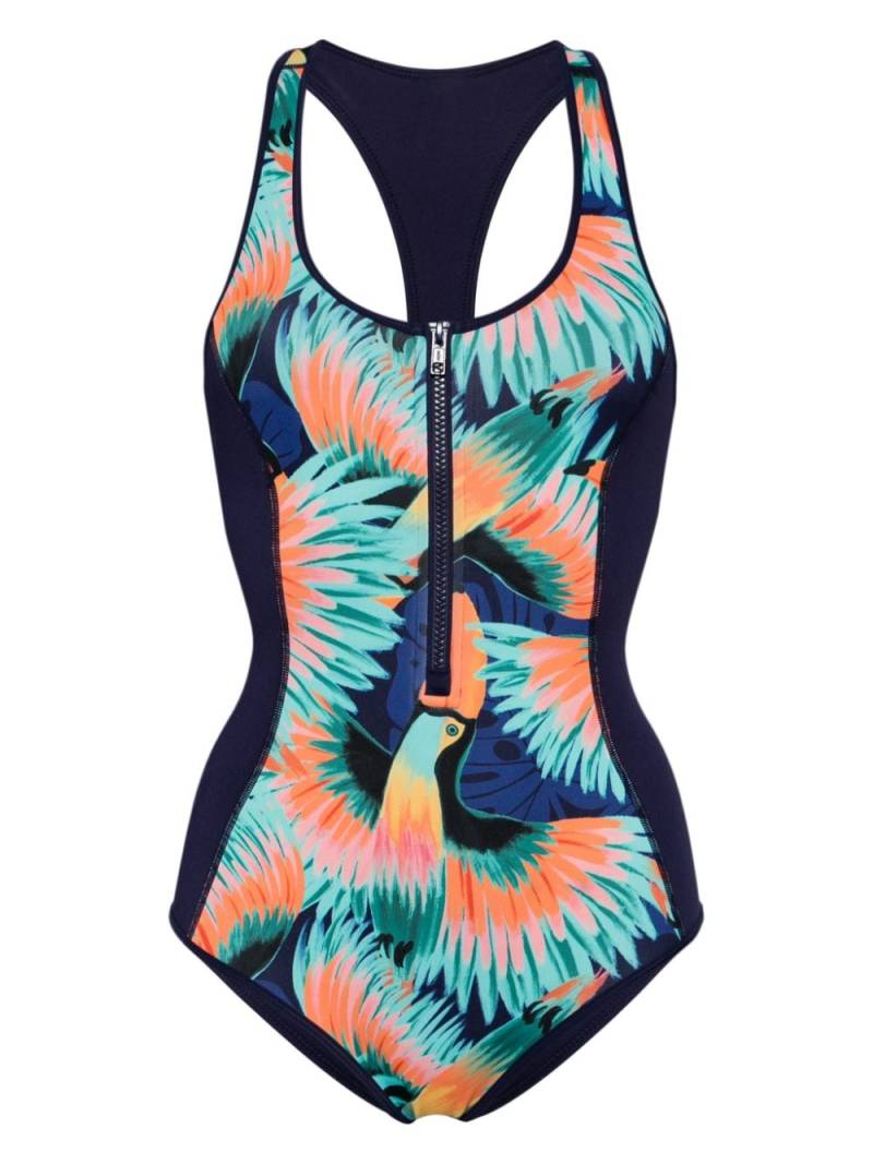 Duskii abstract-print racerback swimsuit - Multicolour von Duskii