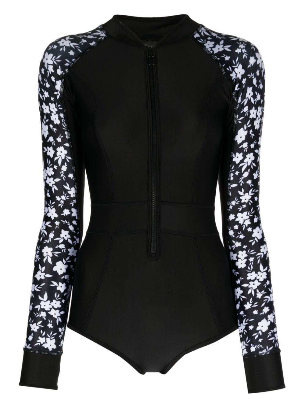 Duskii floral-print zip-up swimsuit - Black von Duskii