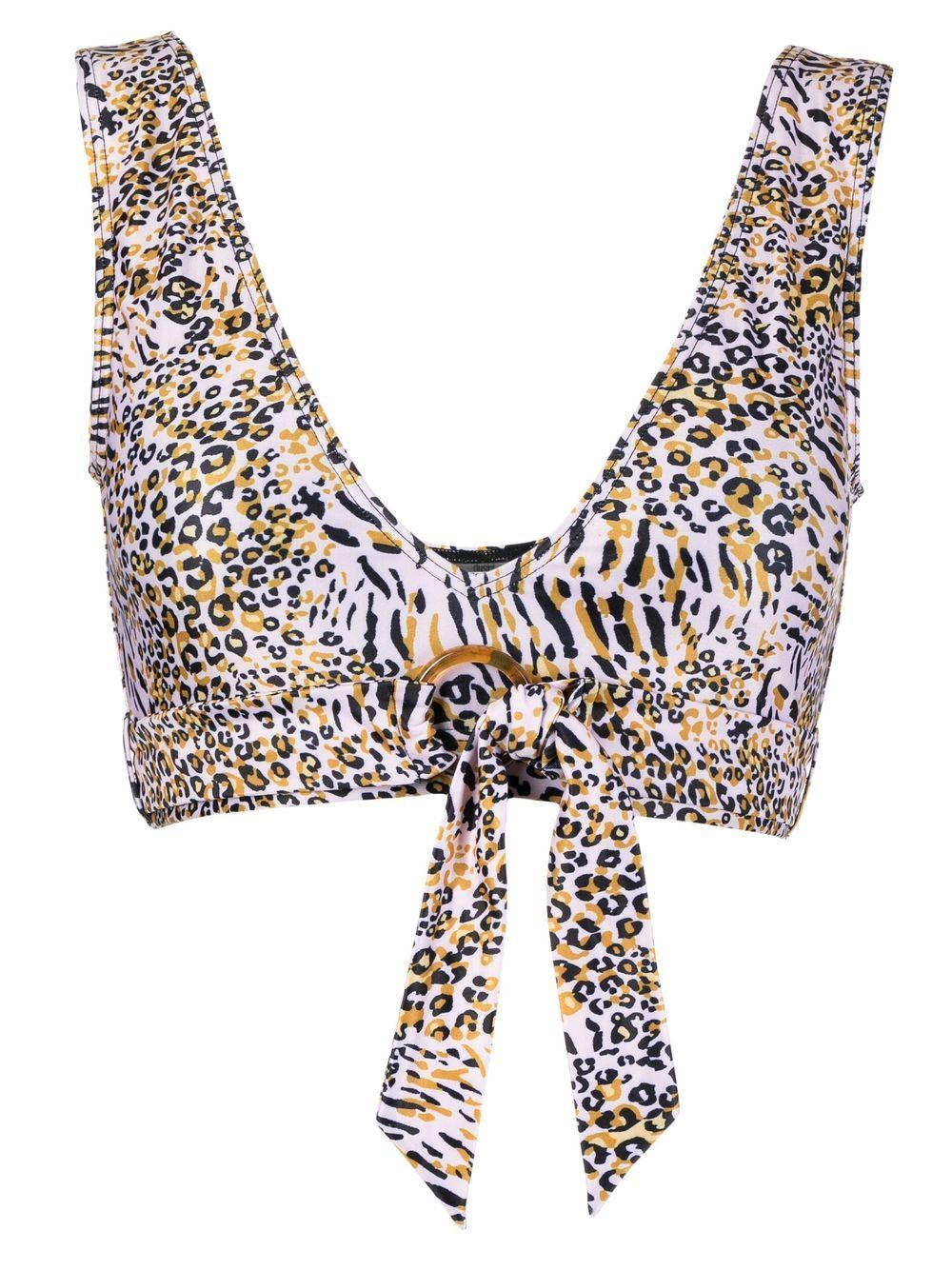 Duskii leopard-print V-neck bikini top - Multicolour von Duskii