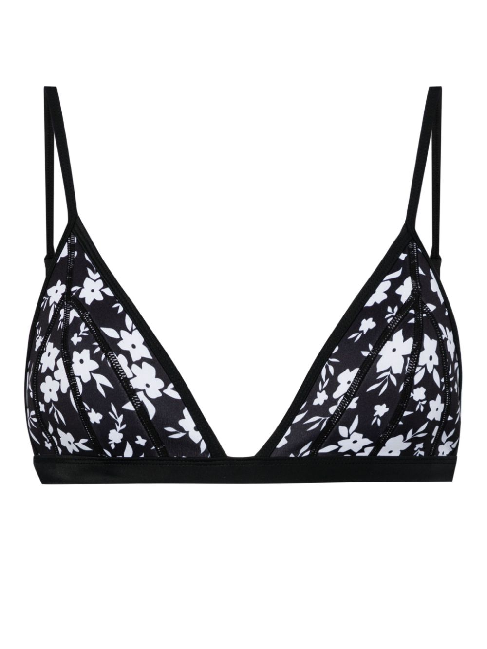 Duskii triangle-cup floral-print bikini top - Black von Duskii