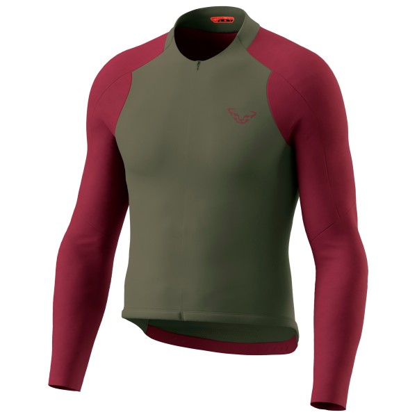 Dynafit - Ride Light L/S Full Zip Jersey - Velotrikot Gr L oliv/rot von Dynafit