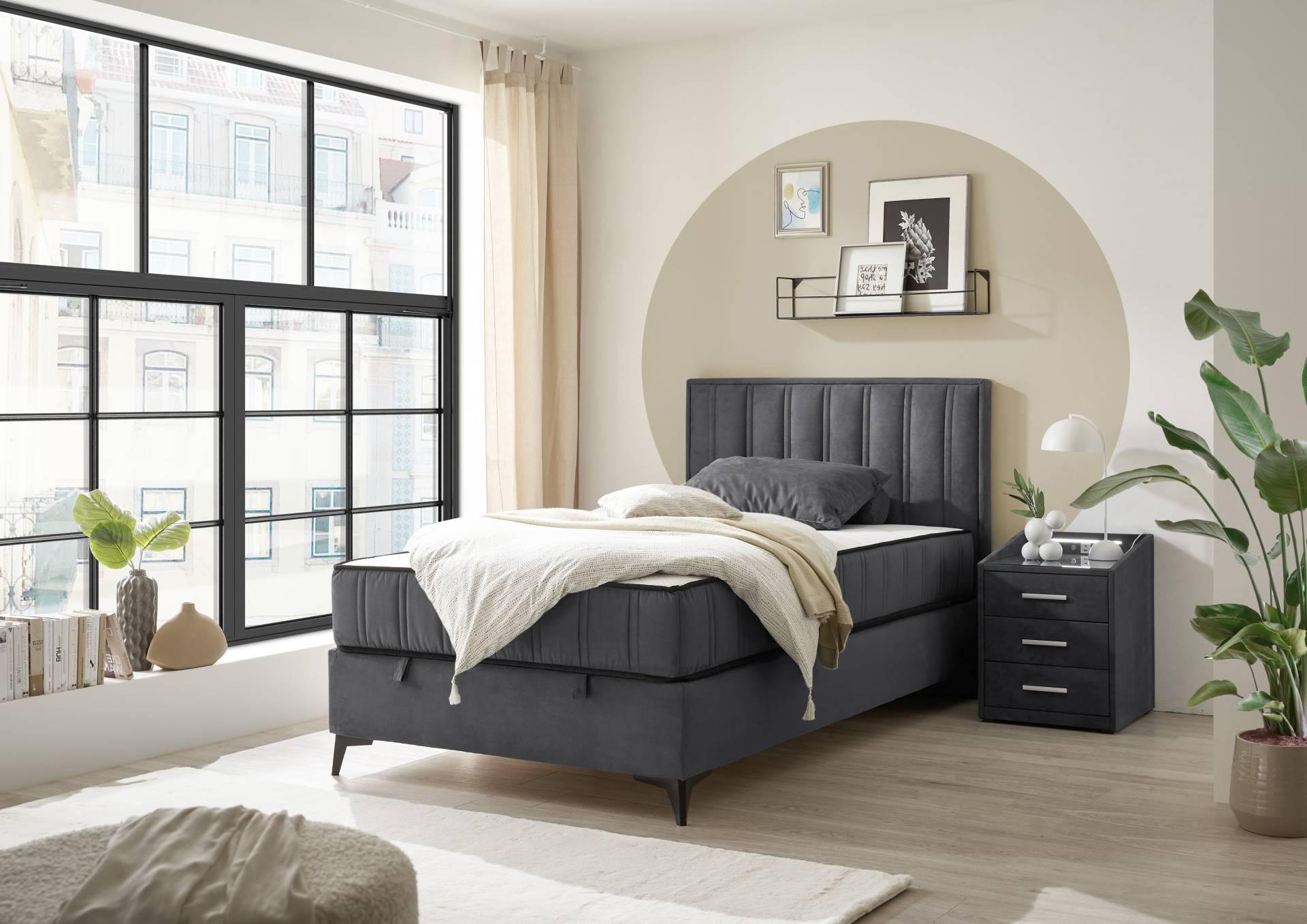 ED EXCITING DESIGN Boxbett »Monroe inkl. Bettkasten, erhältlich in den Breiten 120cm & 140cm«, Duo-Matratze - feste Seite mit Kokosmatte von ED EXCITING DESIGN
