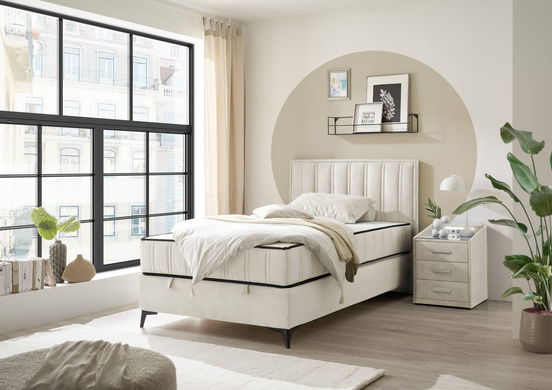 ED EXCITING DESIGN Boxbett »Monroe inkl. Bettkasten, erhältlich in den Breiten 120cm & 140cm«, Duo-Matratze - feste Seite mit Kokosmatte von ED EXCITING DESIGN