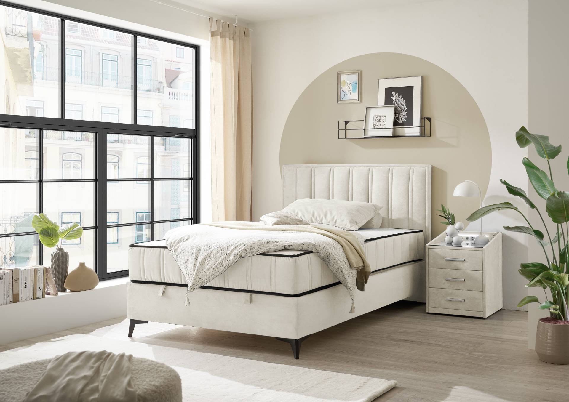 ED EXCITING DESIGN Boxbett »Monroe inkl. Bettkasten, erhältlich in den Breiten 120cm & 140cm«, Duo-Matratze - feste Seite mit Kokosmatte von ED EXCITING DESIGN