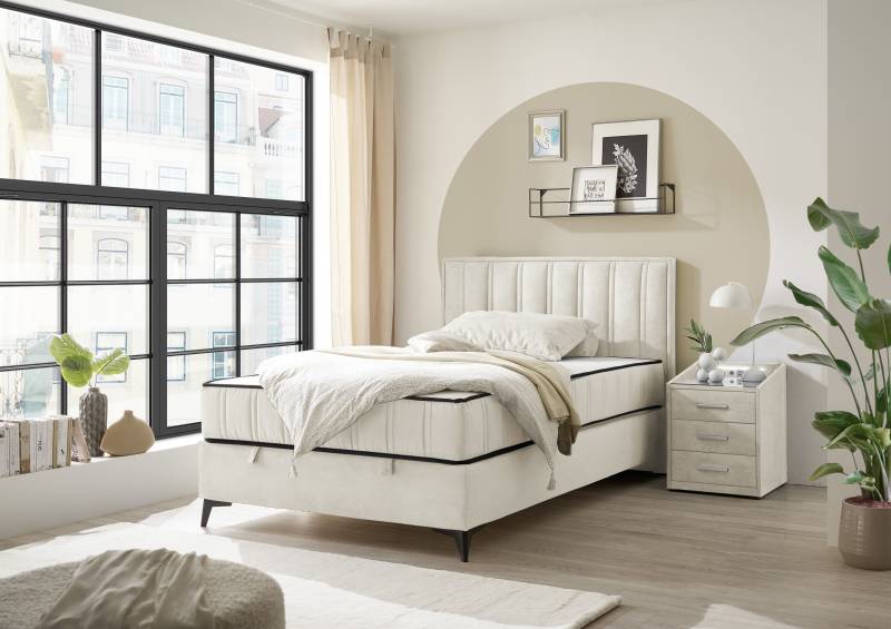 ED EXCITING DESIGN Boxbett »Monroe inkl. Bettkasten, erhältlich in den Breiten 120cm & 140cm«, Duo-Matratze - feste Seite mit Kokosmatte von ED EXCITING DESIGN