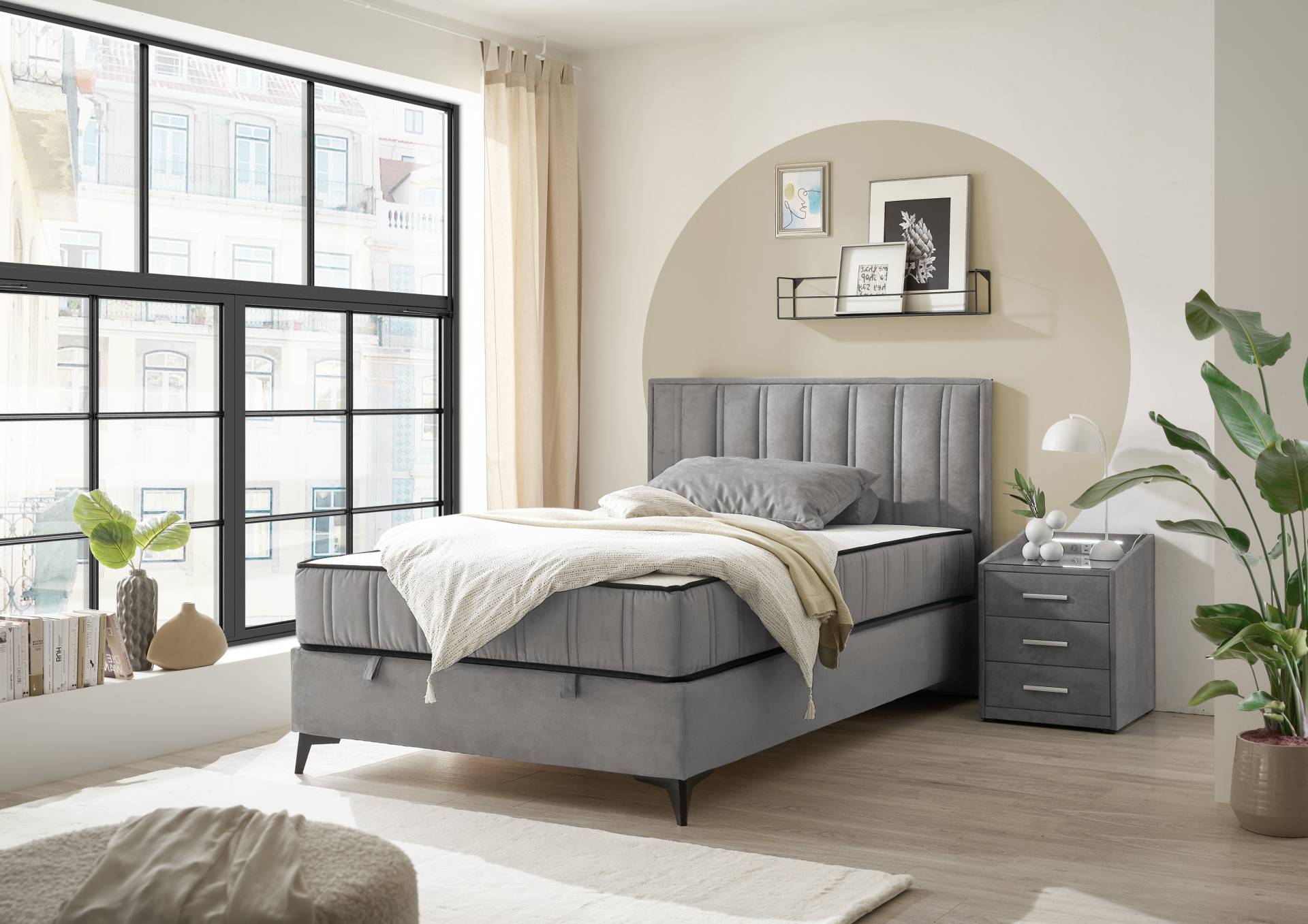 ED EXCITING DESIGN Boxbett »Monroe inkl. Bettkasten, erhältlich in den Breiten 120cm & 140cm«, Duo-Matratze - feste Seite mit Kokosmatte von ED EXCITING DESIGN