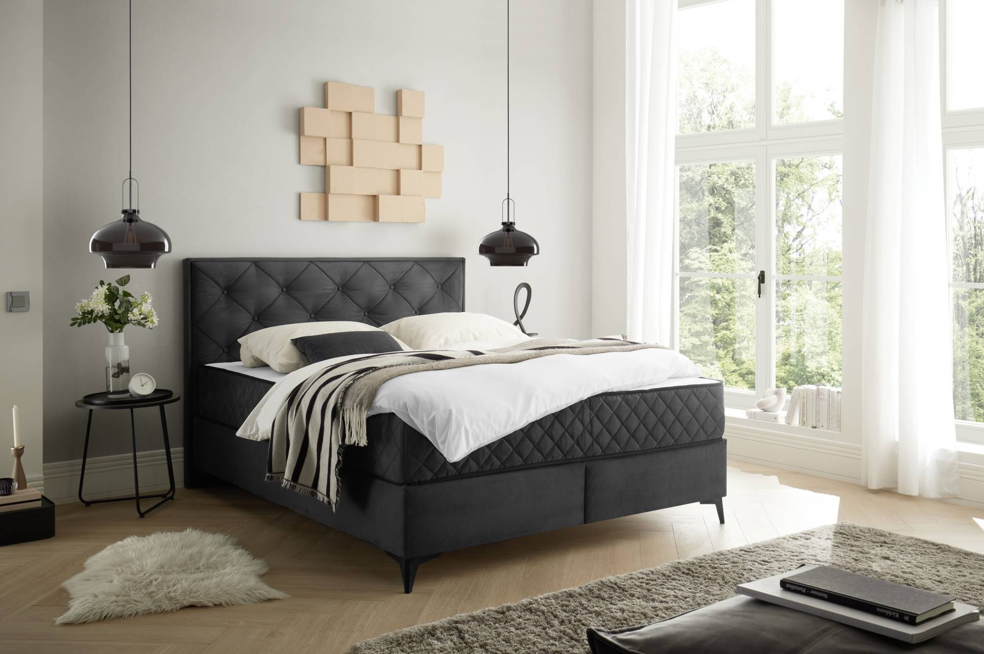 ED EXCITING DESIGN Boxbett »Monroe inkl. Bettkasten, erhältlich in den Breiten 160cm & 180cm«, Duo-Matratze - feste Seite mit Kokosmatte von ED EXCITING DESIGN