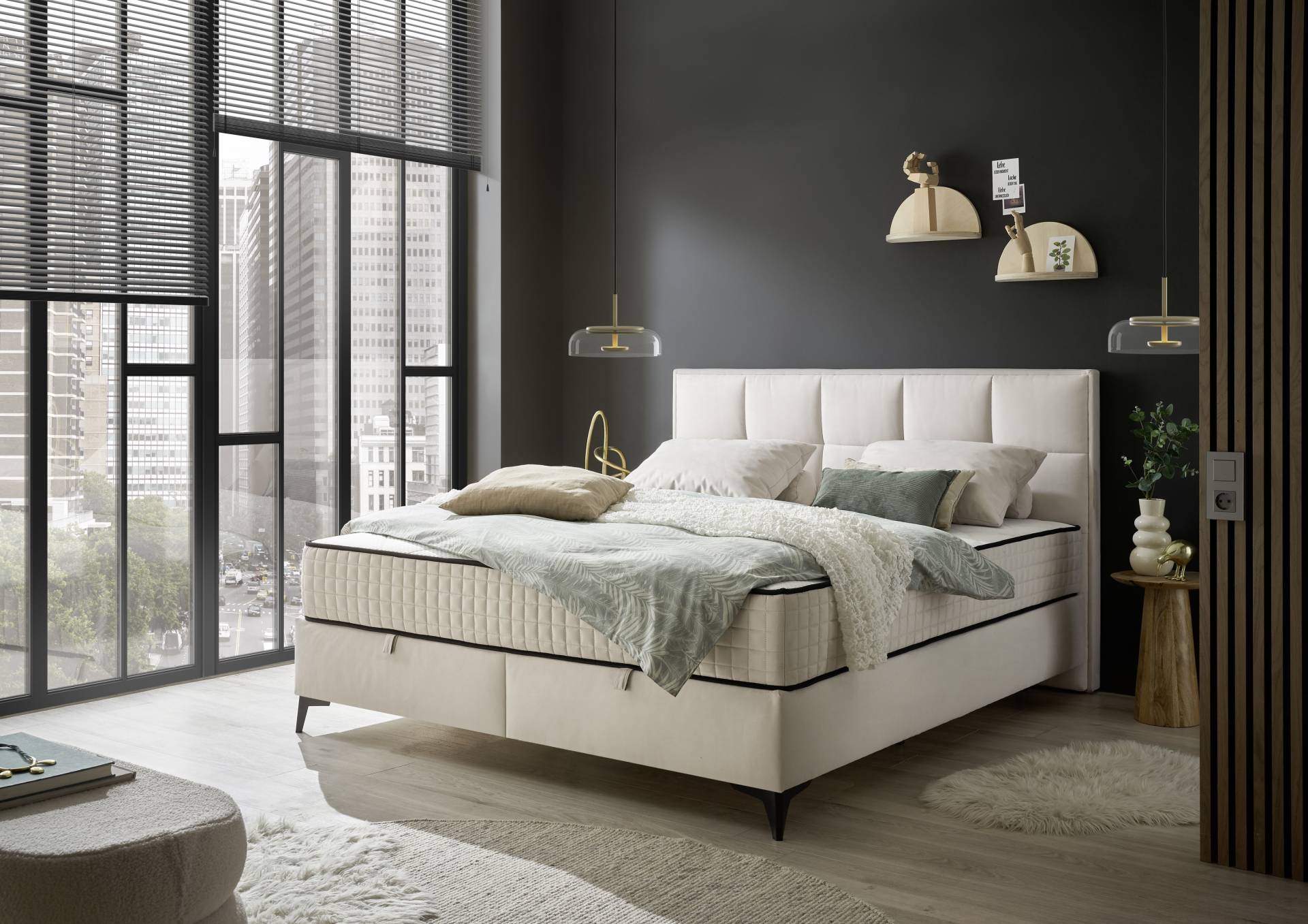 ED EXCITING DESIGN Boxbett »Monroe inkl. Bettkasten, erhältlich in den Breiten 160cm & 180cm«, Duo-Matratze - feste Seite mit Kokosmatte von ED EXCITING DESIGN