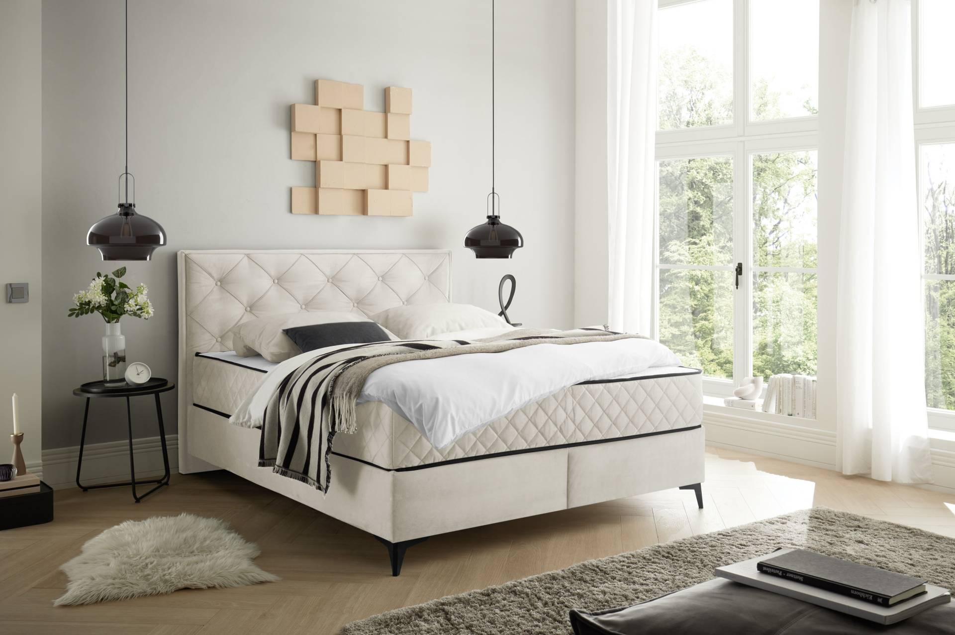 ED EXCITING DESIGN Boxbett »Monroe inkl. Bettkasten, erhältlich in den Breiten 160cm & 180cm«, Duo-Matratze - feste Seite mit Kokosmatte von ED EXCITING DESIGN