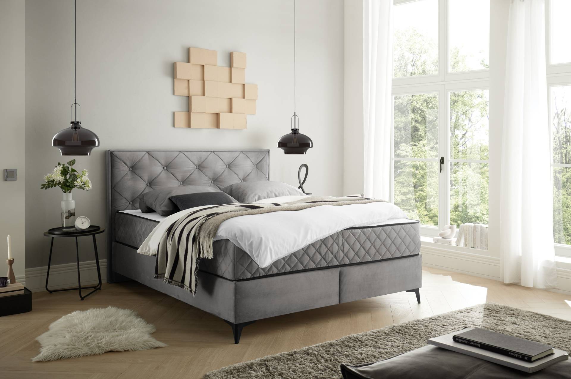ED EXCITING DESIGN Boxbett »Monroe inkl. Bettkasten, erhältlich in den Breiten 160cm & 180cm«, Duo-Matratze - feste Seite mit Kokosmatte von ED EXCITING DESIGN