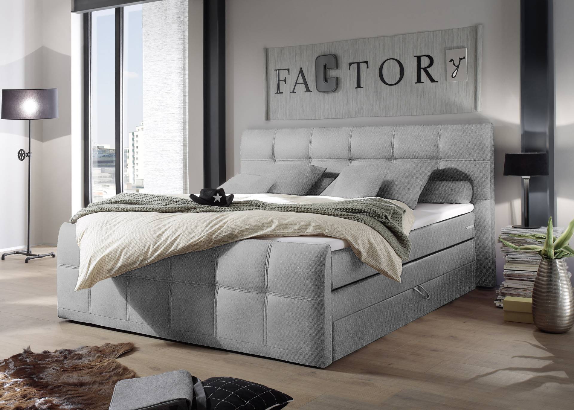 ED EXCITING DESIGN Boxspringbett »Sacramento«, inkl. zwei Bettkästen und Topper von ED EXCITING DESIGN
