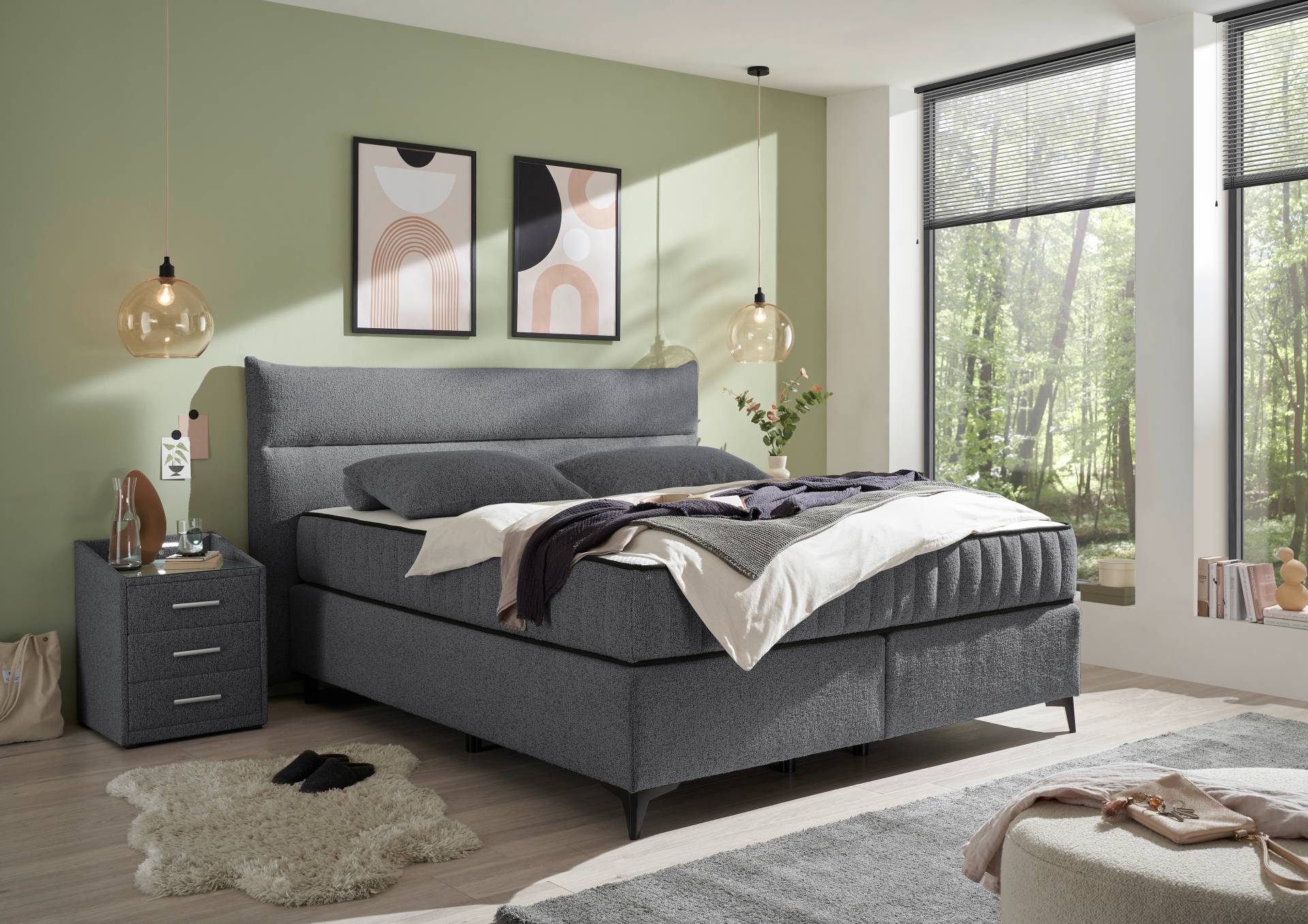 ED EXCITING DESIGN Boxspringbett »Vlieland«, Premium 9-Zonen-Tonnentaschenfederkern Duo-Matratze mit Kokosmatte von ED EXCITING DESIGN
