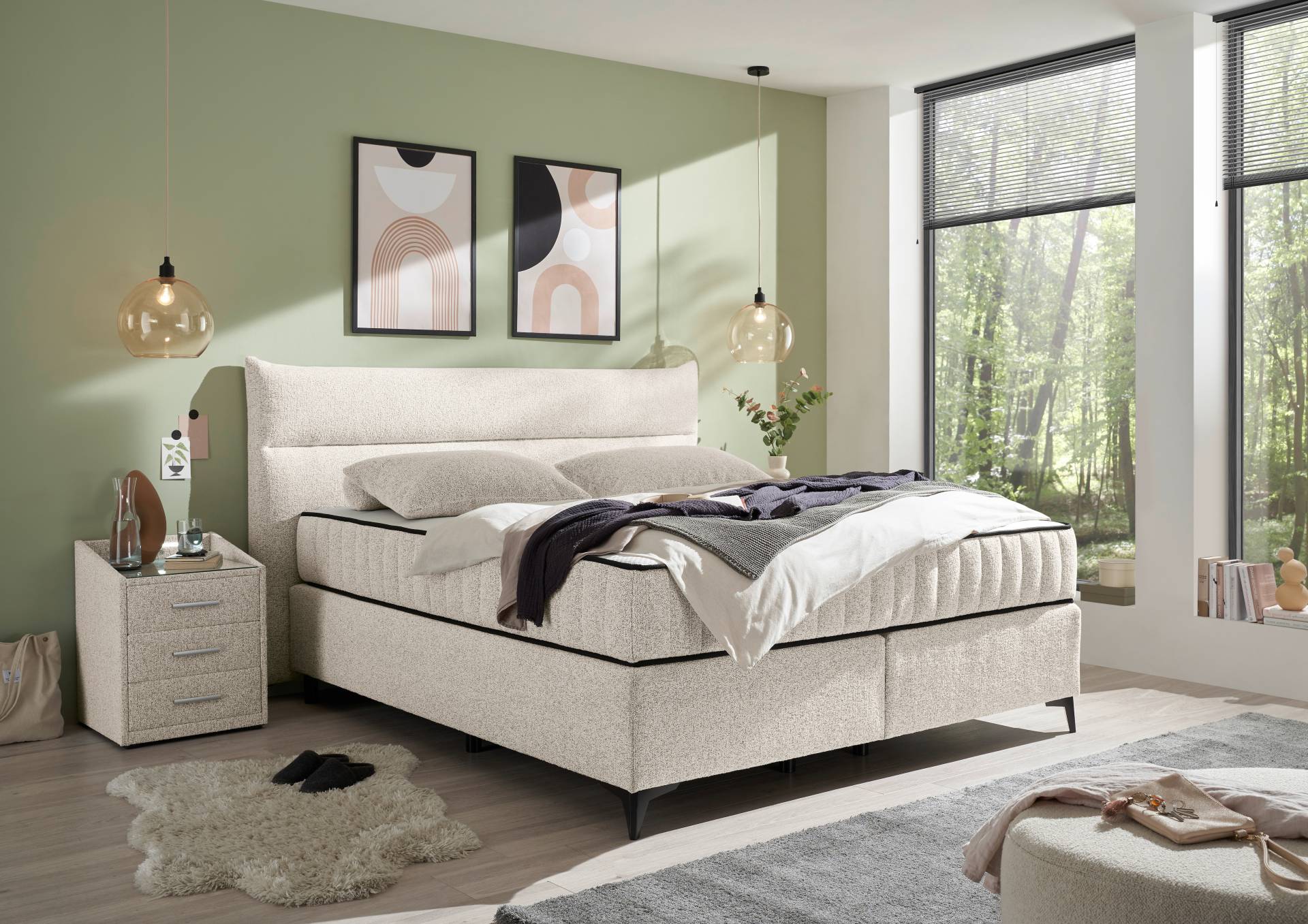 ED EXCITING DESIGN Boxspringbett »Vlieland«, Premium 9-Zonen-Tonnentaschenfederkern Duo-Matratze mit Kokosmatte von ED EXCITING DESIGN