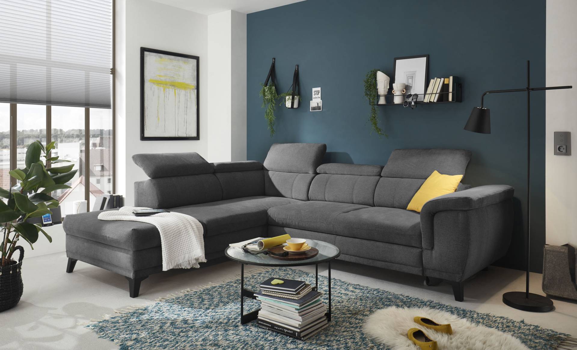 ED EXCITING DESIGN Ecksofa »Albany L-Form«, (2 St.), frei stellbar, Bettfunktion und Bettkasten, inkl. Kopfteilverstellung von ED EXCITING DESIGN