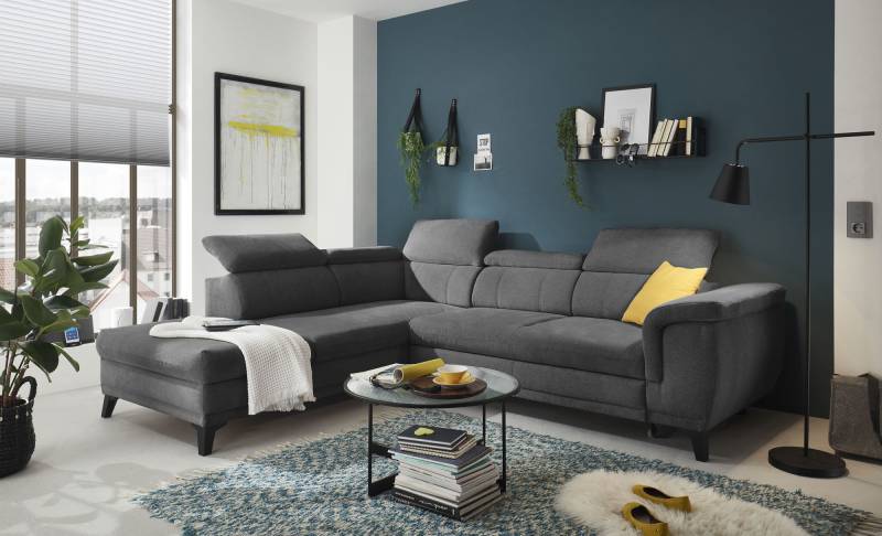 ED EXCITING DESIGN Ecksofa »Albany L-Form«, mit Bettfunktion, Bettkasten & Kopfteilverstellung von ED EXCITING DESIGN