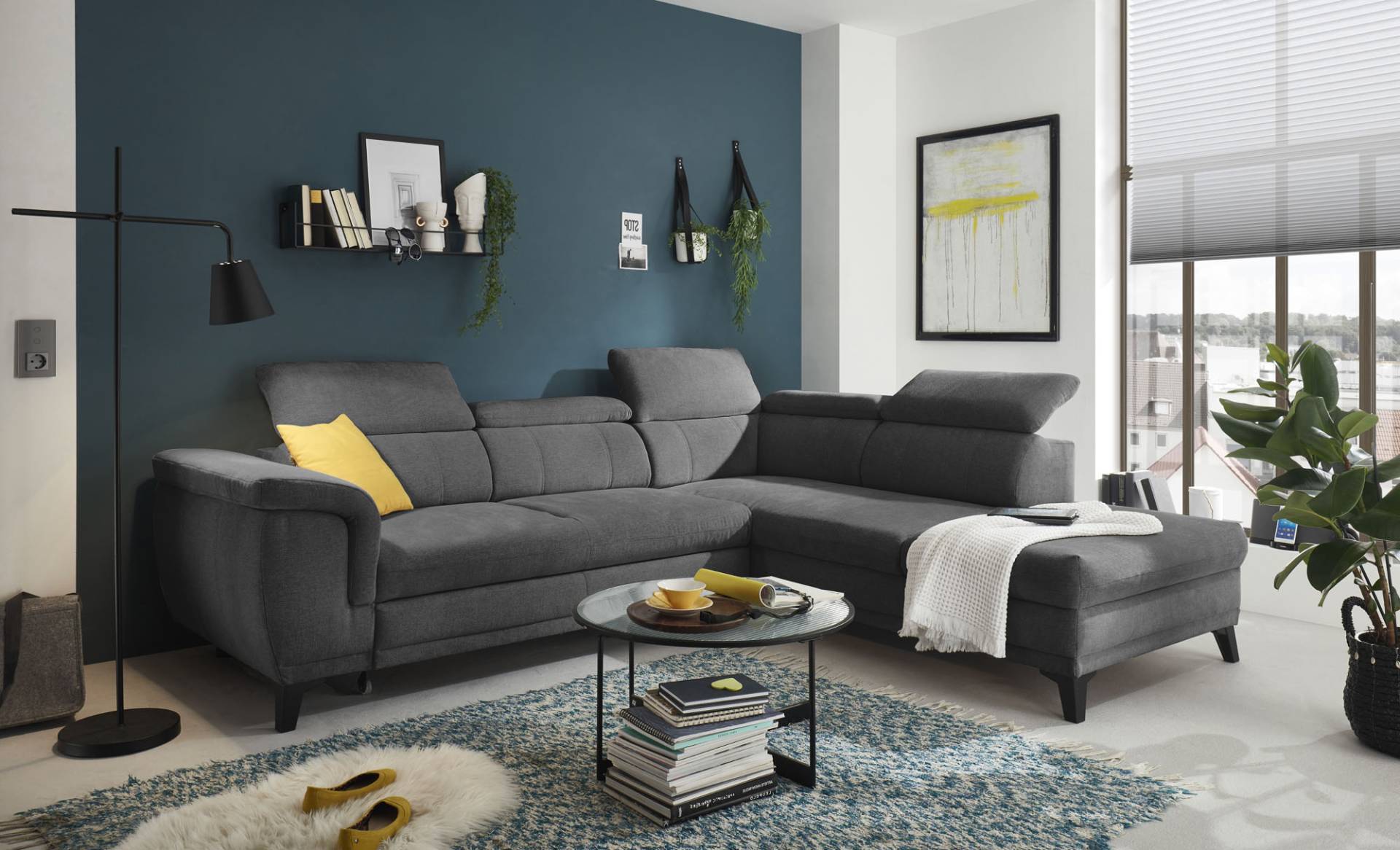 ED EXCITING DESIGN Ecksofa »Albany L-Form«, (2 St.), frei stellbar, Bettfunktion und Bettkasten, inkl. Kopfteilverstellung von ED EXCITING DESIGN