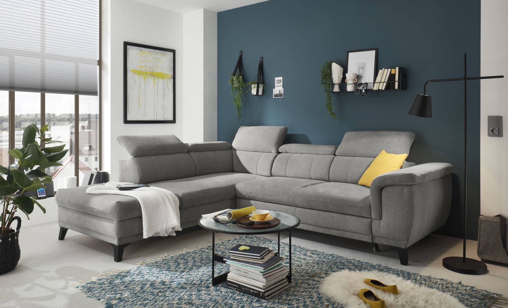 ED EXCITING DESIGN Ecksofa »Albany L-Form«, (2 St.), frei stellbar, Bettfunktion und Bettkasten, inkl. Kopfteilverstellung von ED EXCITING DESIGN