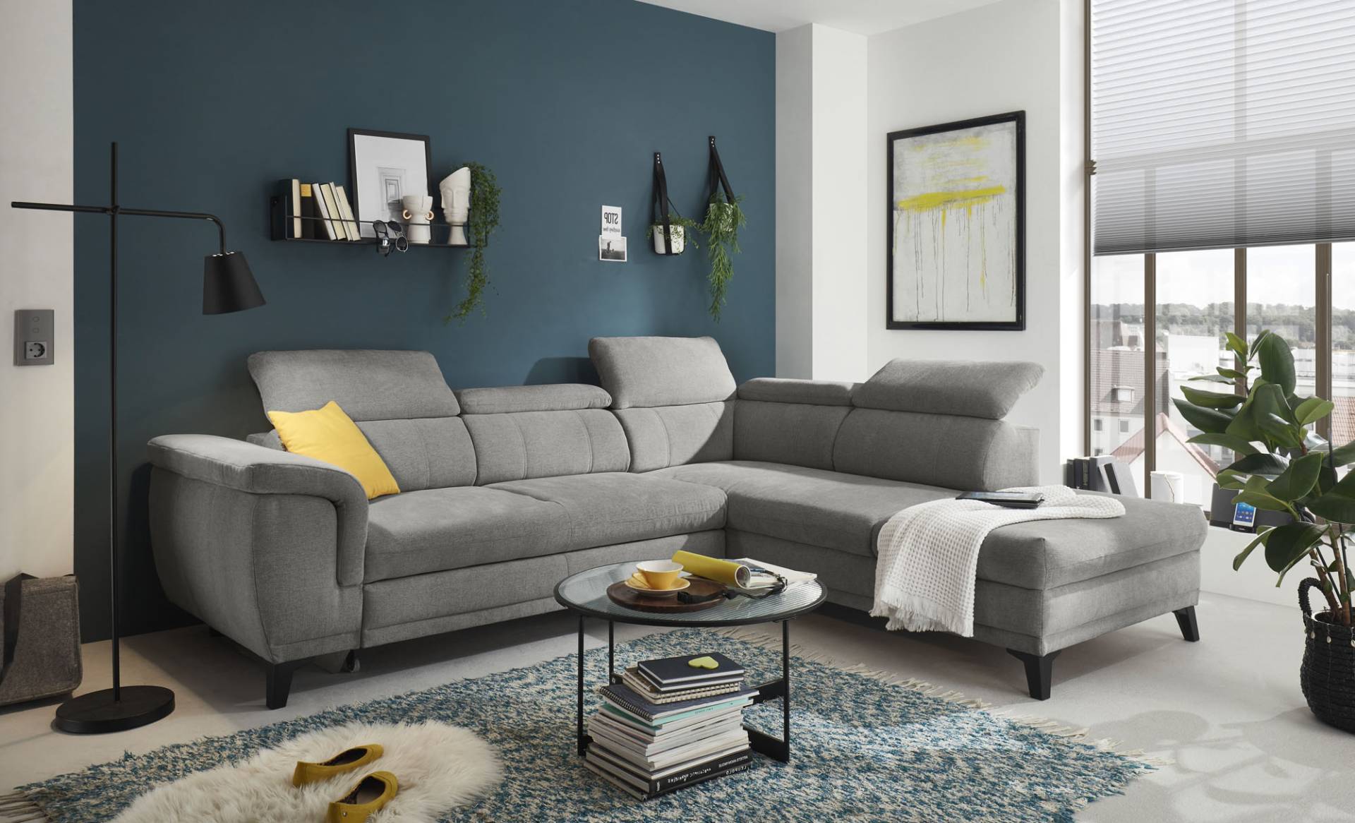ED EXCITING DESIGN Ecksofa »Albany L-Form«, (2 St.), frei stellbar, Bettfunktion und Bettkasten, inkl. Kopfteilverstellung von ED EXCITING DESIGN