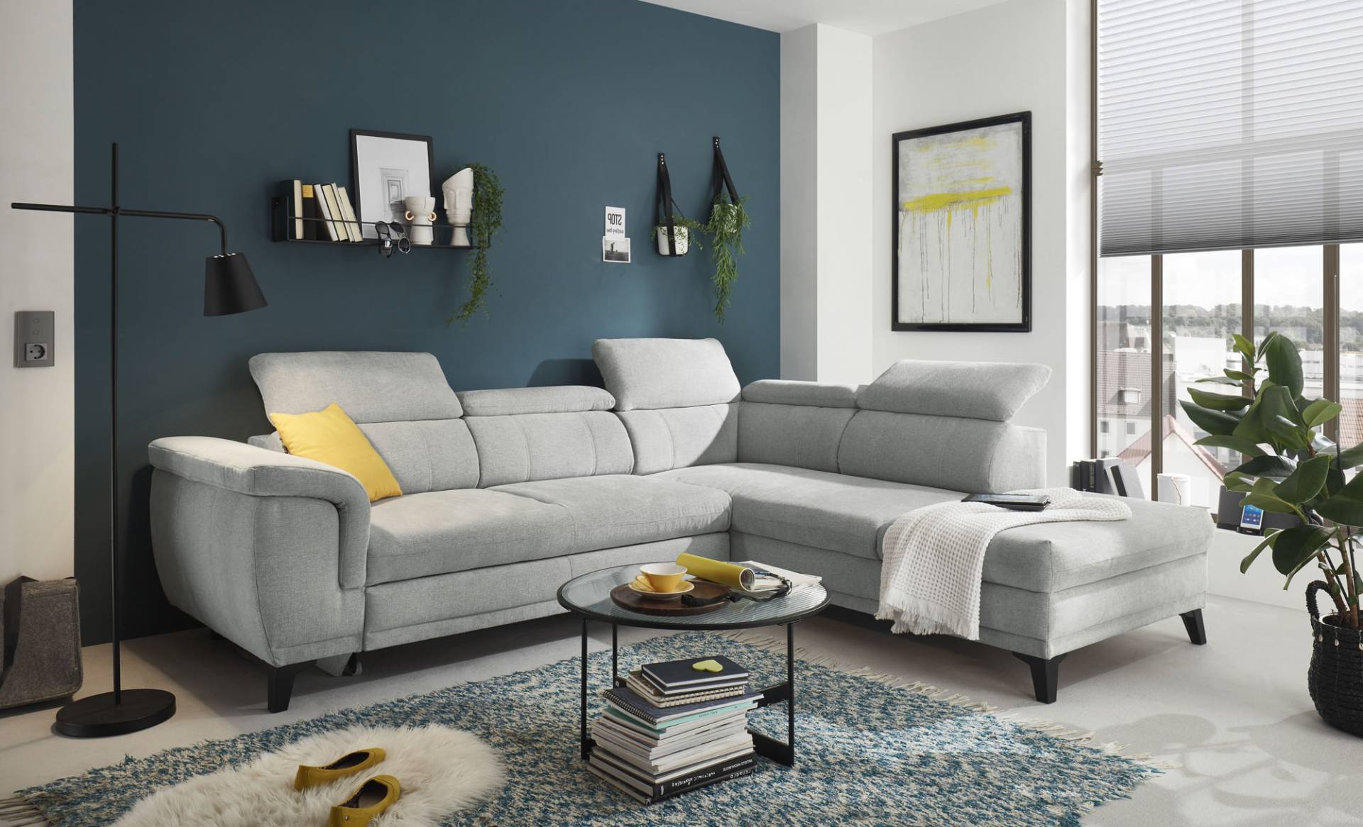 ED EXCITING DESIGN Ecksofa »Albany L-Form«, (2 St.), frei stellbar, Bettfunktion und Bettkasten, inkl. Kopfteilverstellung von ED EXCITING DESIGN
