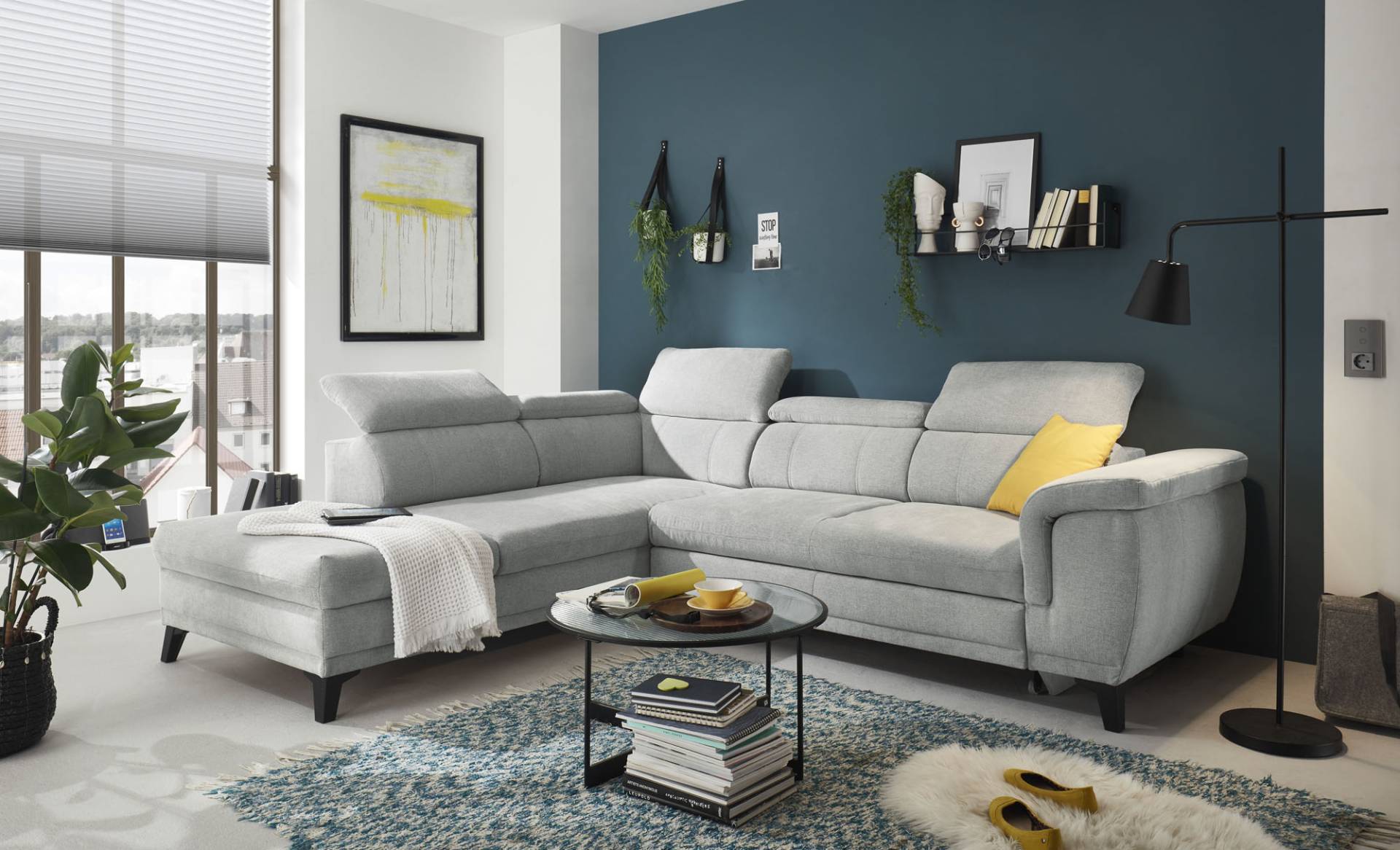 ED EXCITING DESIGN Ecksofa »Albany L-Form«, (2 St.), frei stellbar, Bettfunktion und Bettkasten, inkl. Kopfteilverstellung von ED EXCITING DESIGN